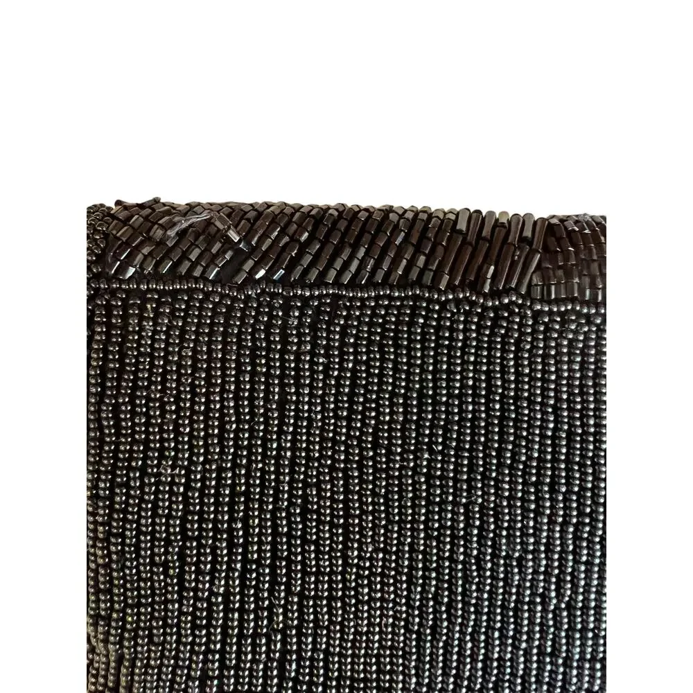 Black Beaded Floral Burst Clutch Bag